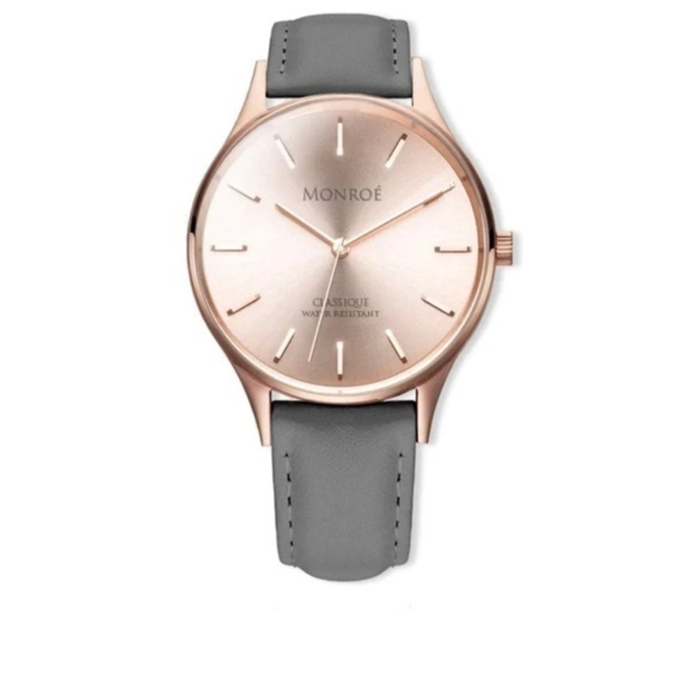 Monroe women’s solerose charcoal‎ leather band watch